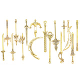 Ancient gold 10PCS 16 Styles Mixed Alloy Charms Knight Sword Knife Gun Bow Weapons Pendant For DIY Handmade Jewelry Material