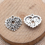 20pcs 20x20mm 2 Colors Antique Bronze Color Antique Silver Color Flower Heart Charms For DIY Jewelry Making