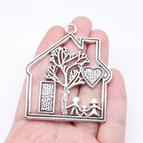 2pcs 59x52mm 2 Colors Antique Silver Color Gold Color Happy Home Charms For DIY Jewelry Making