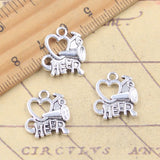 20 piezas dijes corazón I Love Cheer 17x15mm colgantes de Color plata antigua para hacer joyería tibetana hecha a mano DIY