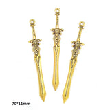 Ancient gold 10PCS 16 Styles Mixed Alloy Charms Knight Sword Knife Gun Bow Weapons Pendant For DIY Handmade Jewelry Material