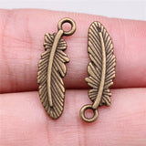 10pcs 7x23mm 2 Colors Antique Bronze Color Antique Silver Color Feather Charms For DIY Jewelry Making
