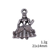 20pcs 21x14mm 2 Colors Antique Bronze Color Antique Silver Color Bow-Knot Dress Girl Charms For DIY Jewelry Making