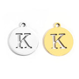5pcs Stainless Steel Necklace Fashion Gold Color Initial Charms Metal Round A To Z Letters For Women Single Name Jewelry Gifts