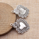 5pcs 37x28mm 2 Colors Antique Silver Color Antique Gold Color Gothic Heart Charms For DIY Jewelry Making