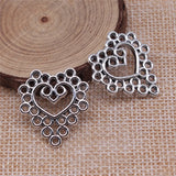 10pcs 26x24mm Antique Silver Color Hollow Love Earring Connector For DIY Jewelry Making Handmade Jewelry Findings