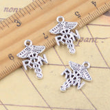 20 piezas dijes RN Caduceus símbolo de medicina 20x15mm colgantes de Color plata antigua fabricación DIY joyería tibetana hecha a mano