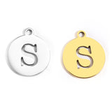 5pcs Stainless Steel Necklace Fashion Gold Color Initial Charms Metal Round A To Z Letters For Women Single Name Jewelry Gifts