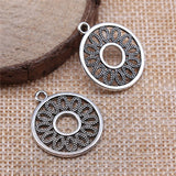 10pcs 24x21mm 3 Colors Antique Bronze Color Antique Silver Color Kc Gold Color Round Hollow Circle Earrings Charms