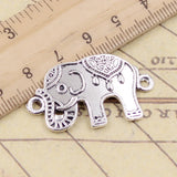 Conectores de eslabones de elefante para fabricación de joyas, colgantes de Color plateado tibetano, fabricación de joyas antiguas, bricolaje, artesanía hecha a mano, 10 piezas, 36x21mm