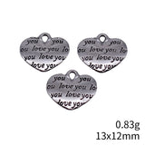 20pcs 13x12mm 2 Colors Antique Silver Color Antique Gold Color Double-Sided "Love You" Heart Charms For Jewelry Making