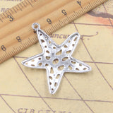10 Uds. De dijes de estrella hueca, estrella de mar, 40x36mm, colgantes de Color plata antigua, fabricación de joyería tibetana hecha a mano DIY