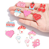 20-Piece Heart-Shaped Pink Valentine's Day Alloy Enamel Pendant DIY Necklace Bracelet Charms Jewelry Making Accessories W627