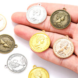 10 pcs 4 colors Coin Charms Antique Bronze round metal pendant DIY Jewelry Making 28*24mm J414