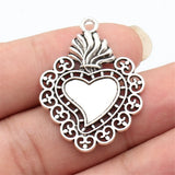 5pcs 37x28mm 2 Colors Antique Silver Color Antique Gold Color Gothic Heart Charms For DIY Jewelry Making