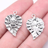 10pcs 25x17mm 2 Colors Antique Bronze Color Antique Silver Color Leaf Elephant Charms For DIY Jewelry Making