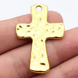 5pcs 45x31mm 2 Colors Antique Silver Color Antique Gold Color Hammered Cross Pendant For DIY Jewelry Making