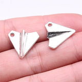10pcs 18x17mm 2 Colors Antique Silver Color Antique Gold Color Paper Airplane Charms For DIY Jewelry Making