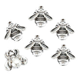 25Pcs 10*10mm 7 Color Metal Alloy Bee Animal Charms Pendants for Earring clothing accessories Jewelry Making DIY Handmade Craft