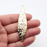 2pcs 85x20mm 4 Colors Kc Gold Color Hammered Large Leaf Pendant