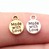 40pcs 11x8mm 2 Colors Antique Silver Color Antique Gold Color Round Made With Love Charms For DIY Jewelry Making