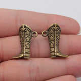 4pcs 26x20x8mm 2 Colors Antique Bronze Color Antique Silver Color 3D Cowboy Shoe Boots Charms For DIY Jewelry Making