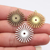 10pcs 29x26mm 3 Colors Antique Bronze Color Antique Silver Color Antique Gold Color Circular Geometric Sun-Shaped Charms