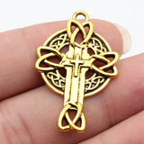 10pcs 24x37mm 2 Colors Antique Silver Color Antique Gold Color Celtic Knot Cross Charms For DIY Jewelry Making