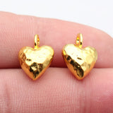 10pcs 16x12x7mm 2 Colors Antique Silver Color Gold Color 3D Hammered Heart Charms For DIY Jewelry Making