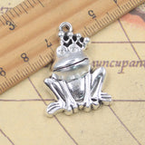 5 uds dijes rana con corona 35x25x8mm colgantes de Color plata antigua para hacer joyería tibetana hecha a mano DIY