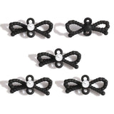 5-Piece Alloy Black Spray-Painted Bow Charm Pendants for DIY Jewelry Making Handmade Necklaces Earrings Accessories W597