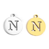5pcs Stainless Steel Necklace Fashion Gold Color Initial Charms Metal Round A To Z Letters For Women Single Name Jewelry Gifts