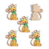 5Pcs Alloy Drip Oil Cat Enamel Pendant 22 * 14mm DIY Necklace Earrings Bracelet Pendant Jewelry Making Accessories W631