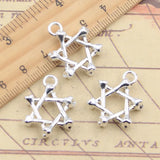 10 Uds. De dijes de esqueleto, hueso, estrella de David, escudo, 25x20x6mm, Color plata antigua, fabricación DIY, colgantes tibetanos hechos a mano