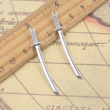 20 piezas dijes cuchillo Katana 49x8mm colgantes de Color plata antigua para hacer joyería tibetana hecha a mano DIY