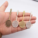2pcs 82x26x5mm 4 Colors Rhodium Color Badminton Racket Charm