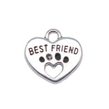 10pcs 14x15mm 2 Colors Antique Bronze Color Antique Silver Color Double Sided Best Friends Paw Heart Charms