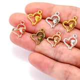 30pcs 7 Colors heart shaped Charm for Necklace Keyring Pendant DIY Handmade Jewelry Accessories 14*15mm A145