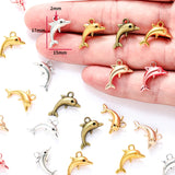 10pcs 6 colors dolphin Charms metal animal Earring necklace Pendants for Jewelry Making DIY Handmade Craft 15*17mm D7132