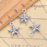 20 piezas dijes estrella de mar estrella de mar 17x13mm colgantes de Color plata antigua para hacer joyería tibetana hecha a mano DIY