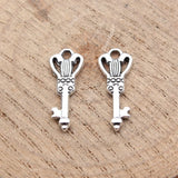 40pcs 19x7.6mm 2 Colors Antique Bronze Color Antique Silver Color Small Key Charms For DIY Jewelry Making