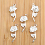 10 pcs 7 colors rose Charms for Keychain Earrings Pendants DIY Jewelry Making Accessories Findings 10*26mm Q278