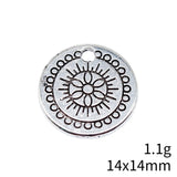 20pcs 14x14mm 2 Colors Antique Silver Color Antique Gold Color Pattern Small Round Card Charms For DIY Jewelry Making