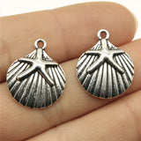 10pcs 22x18mm 2 Colors Antique Bronze Color Antique Silver Color Starfish And Shell Charms For DIY Jewelry Making