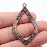 4pcs 60x35mm 2 Colors Openwork Marquise-Shaped Carved Hammered Earrings Pendant