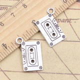 Cinta de Cassette de los 80 para fabricación de joyas, colgantes de Color plateado tibetano, fabricación de joyas antiguas, artesanía hecha a mano, 20x13mm, 20 piezas
