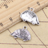 Dijes de 20 piezas de erizo de Animal, colgantes de Color plateado tibetano, fabricación de joyas antiguas, artesanía hecha a mano DIY, 15x20mm