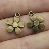 20pcs 17x14mm 2 Colors Antique Bronze Color Antique Silver Color Flowers Charms For DIY Jewelry Making