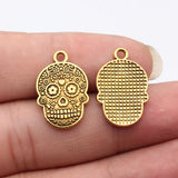 10pcs 22x15mm 2 Colors Antique Silver Color Antique Gold Color Cross-Patterned Skull Charms For DIY Jewelry Making