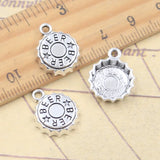 20 piezas dijes tapa de botella de cerveza 18x14x4mm colgantes de Color plata tibetana fabricación de joyería antigua artesanía hecha a mano DIY